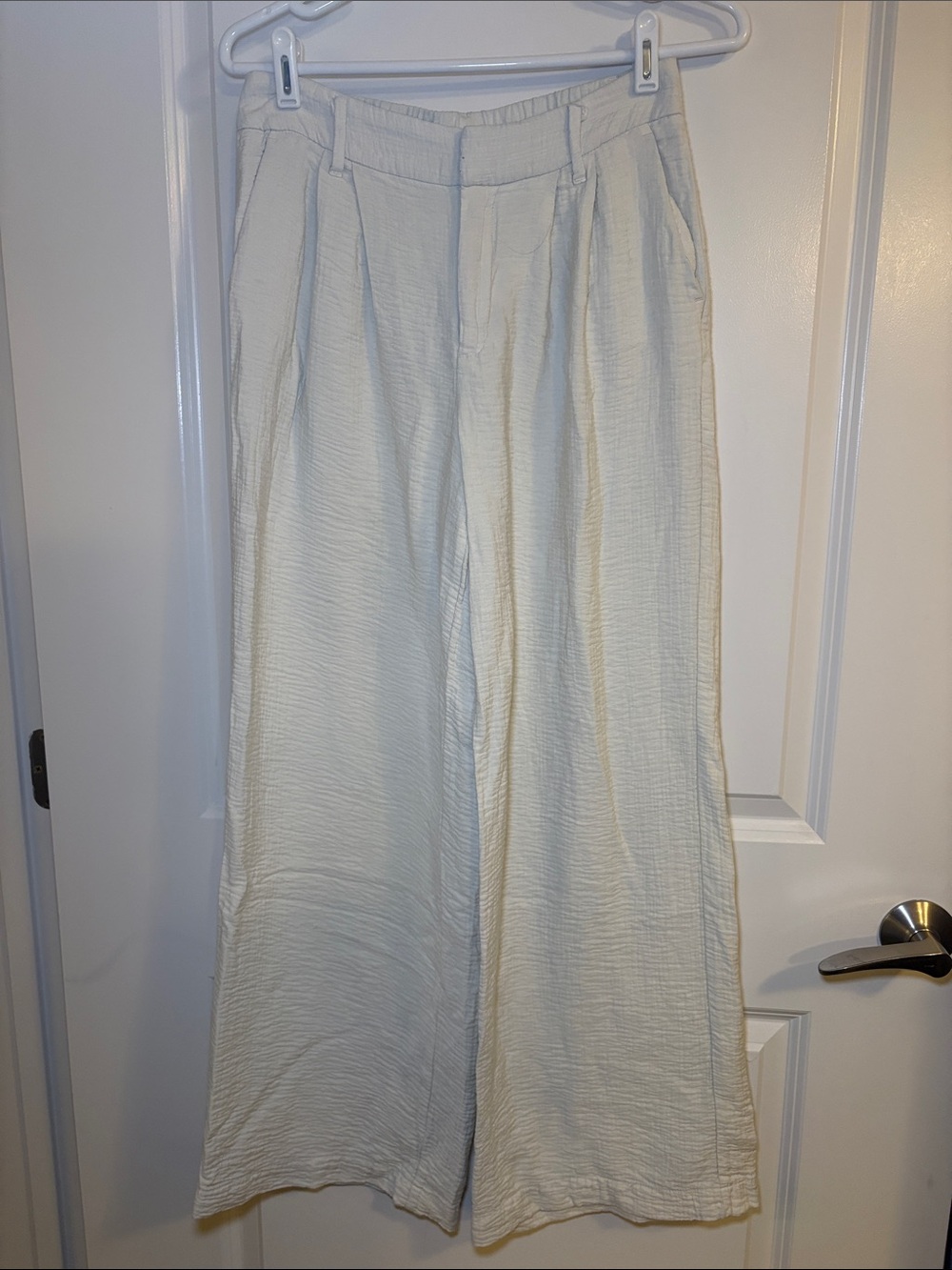 a new day Cream Wide-Leg Textured Pants